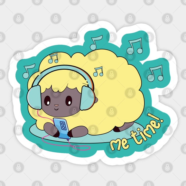 cute yellow sheep listening to music Sticker by TurnEffect